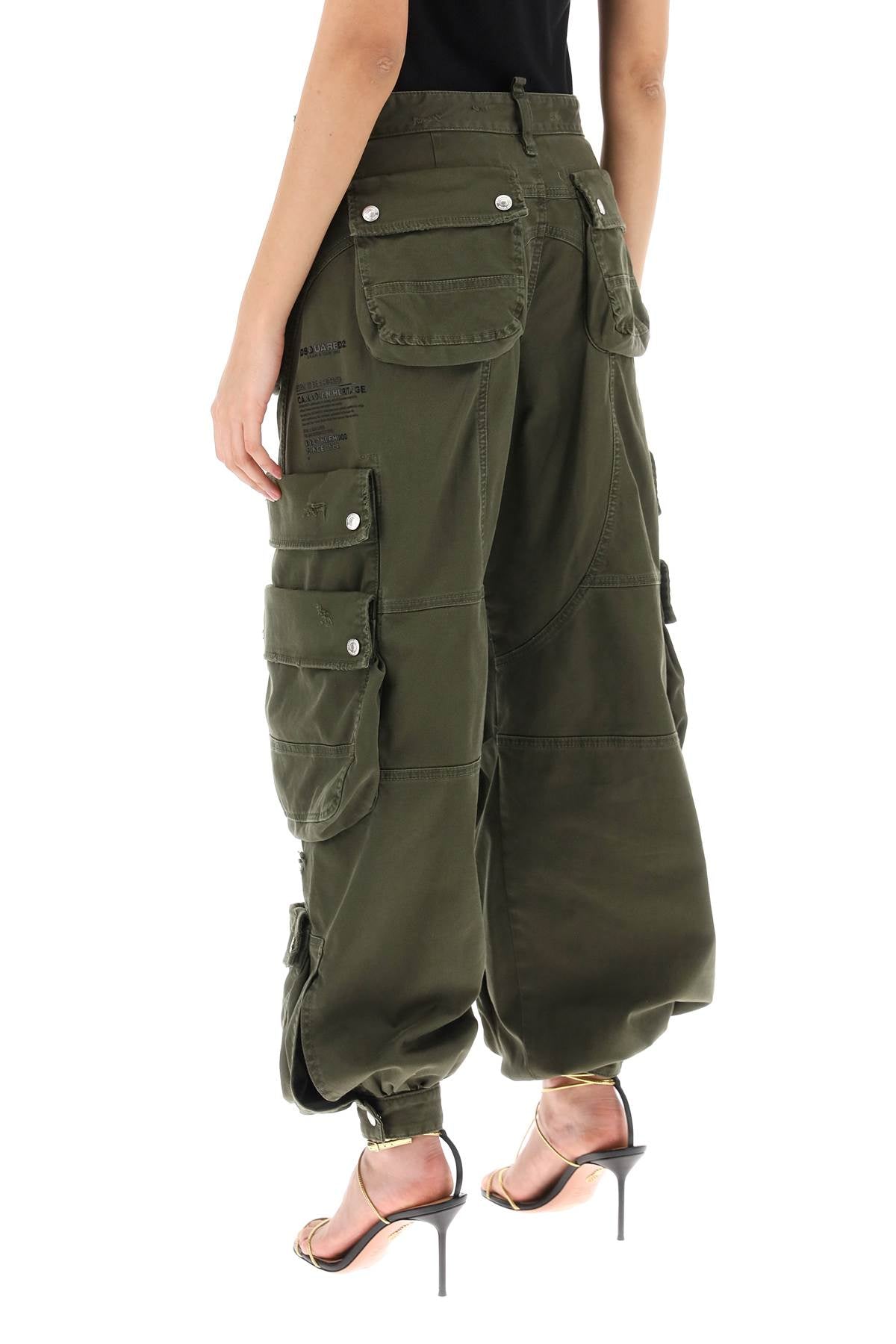 Beige Multi-Pocket Cargo Trousers for Women