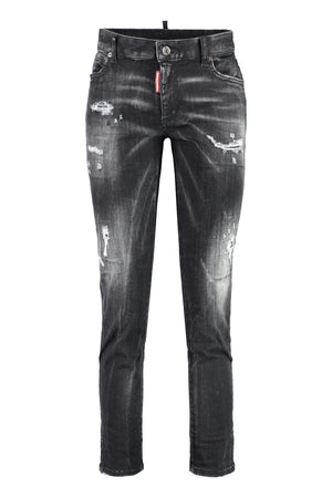 Grey Distressed Cropped Jeans for Women - Fall/Winter 2023 Collection