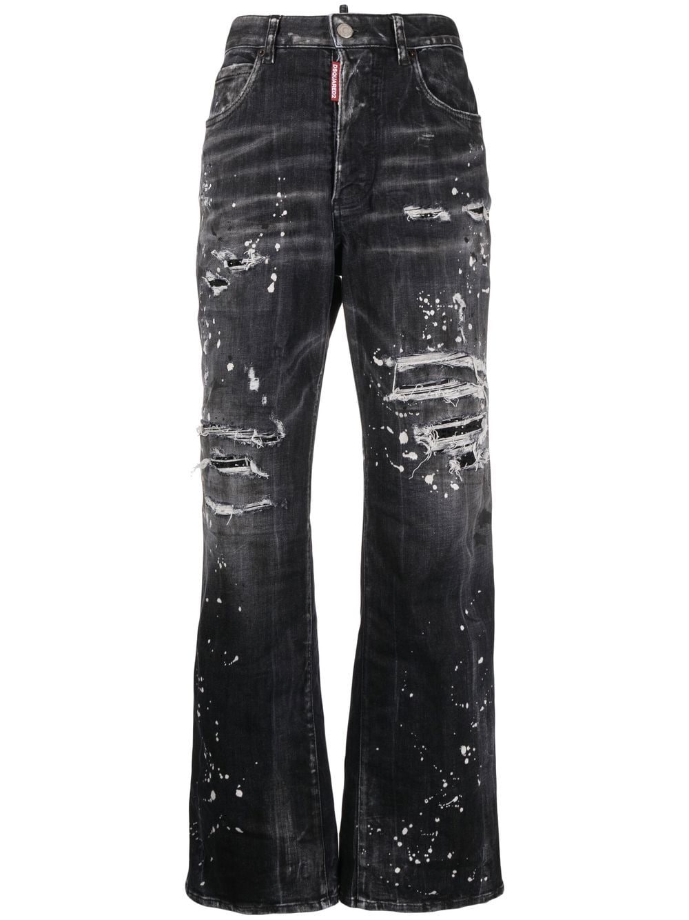 DSQUARED2 Roadie Black Distressed Bootcut Jeans