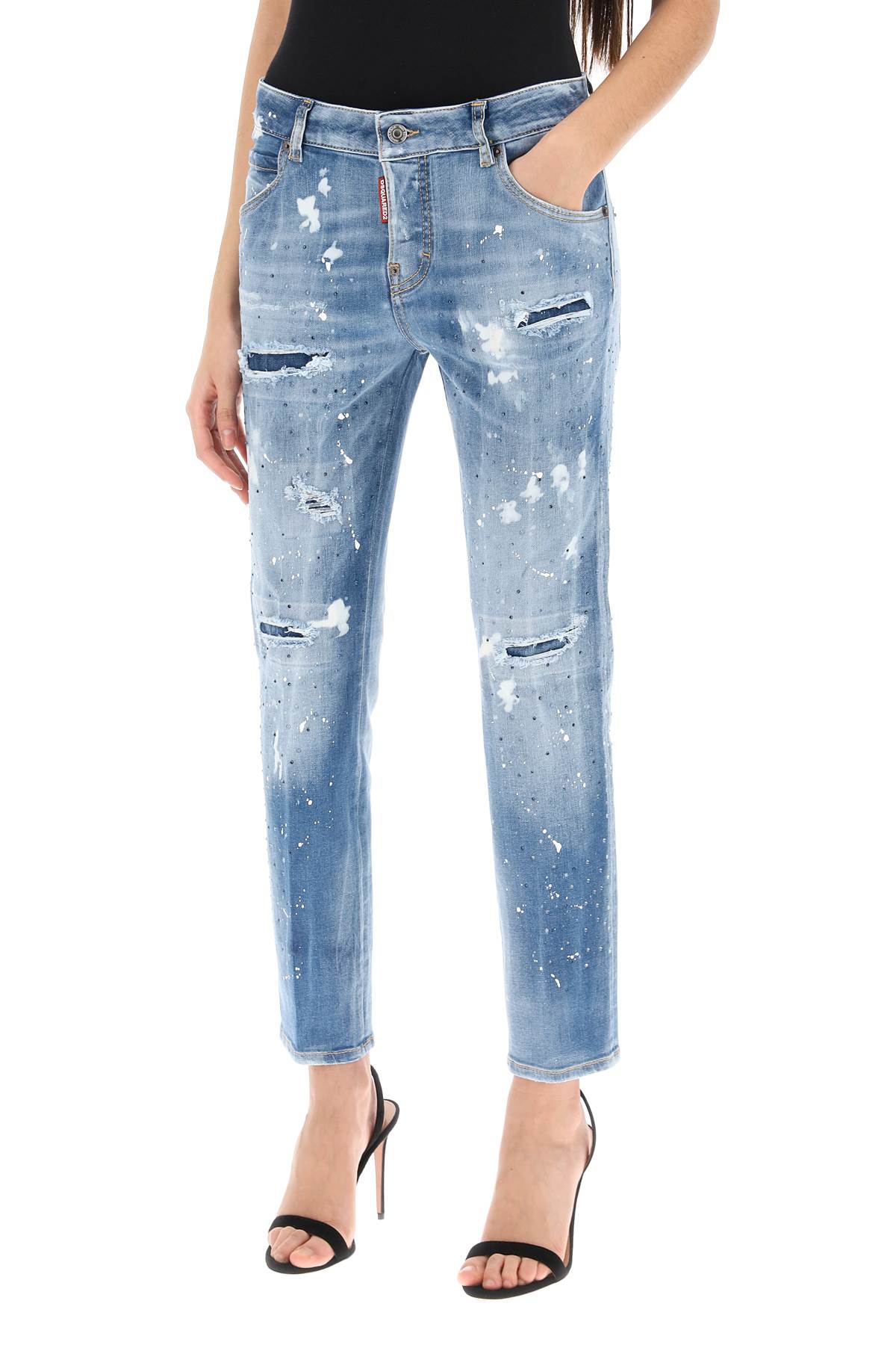 DSQUARED2 Cool Girl Medium Ice Spots Wash Denim Jeans for Women - SS24