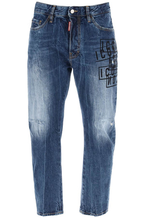 DSQUARED2 Distressed Icon Dark Wash Stamps Jeans for Men