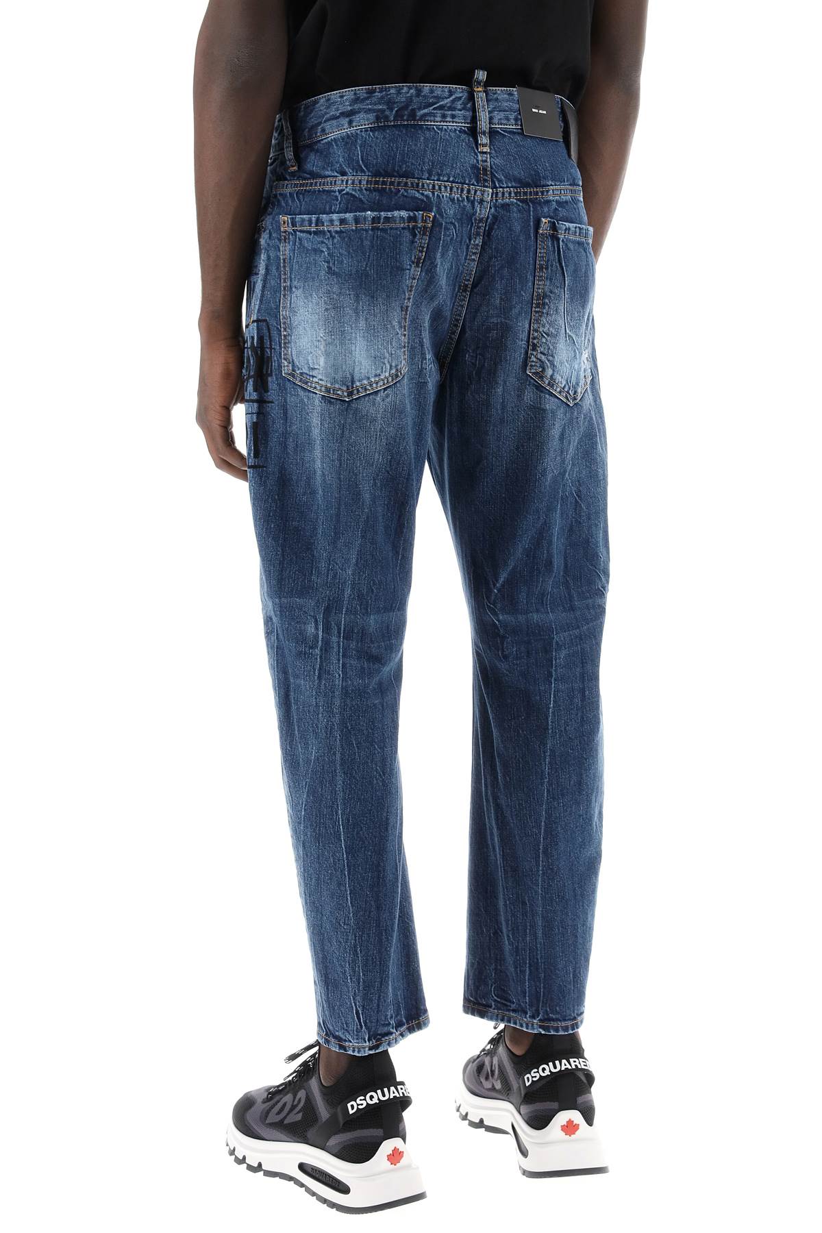 DSQUARED2 Distressed Icon Dark Wash Stamps Jeans for Men