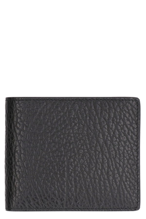 MAISON MARGIELA Luxurious Men's Leather Wallet with Raffia Stitch Detailing