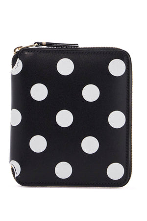 COMME DES GARÇONS WALLET Mini Polka Dot Leather Wallet with Gold Zip