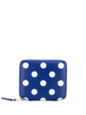 COMME DES GARÇONS WALLET Mini Polka Dot Leather Wallet with Gold Zip