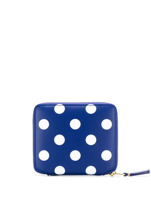 COMME DES GARÇONS WALLET Mini Polka Dot Leather Wallet with Gold Zip