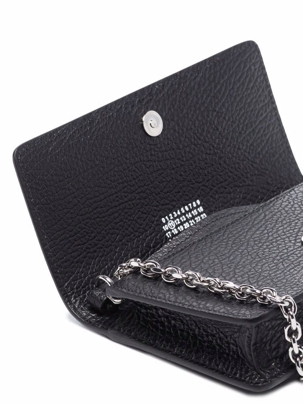 Black Leather Chain Wallet for Women - FW23 Collection