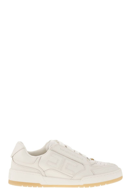 ELISABETTA FRANCHI Leather Sneakers with Double Logo - 4cm Sole Height