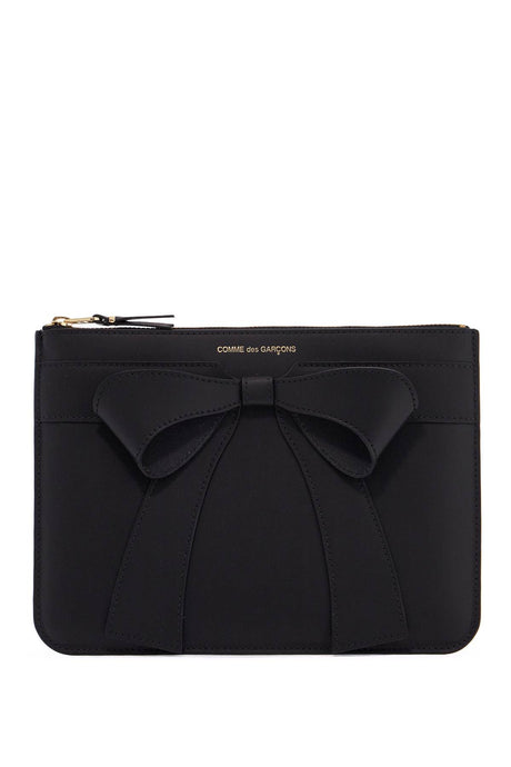 COMME DES GARÇONS WALLET Unisex Mini Black Leather Wallet with Bow