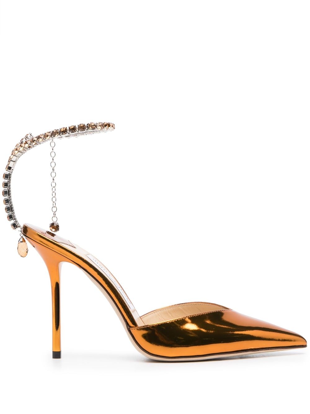 Saeda 100金屬水晶裝飾皮革高跟鞋 － 女鞋