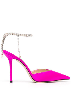 JIMMY CHOO Fuchsia Pink Saeda 100mm Satin Pumps for Women - FW23 Collection