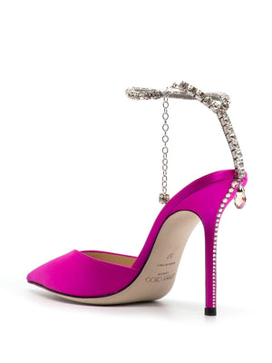 JIMMY CHOO Fuchsia Pink Saeda 100mm Satin Pumps for Women - FW23 Collection