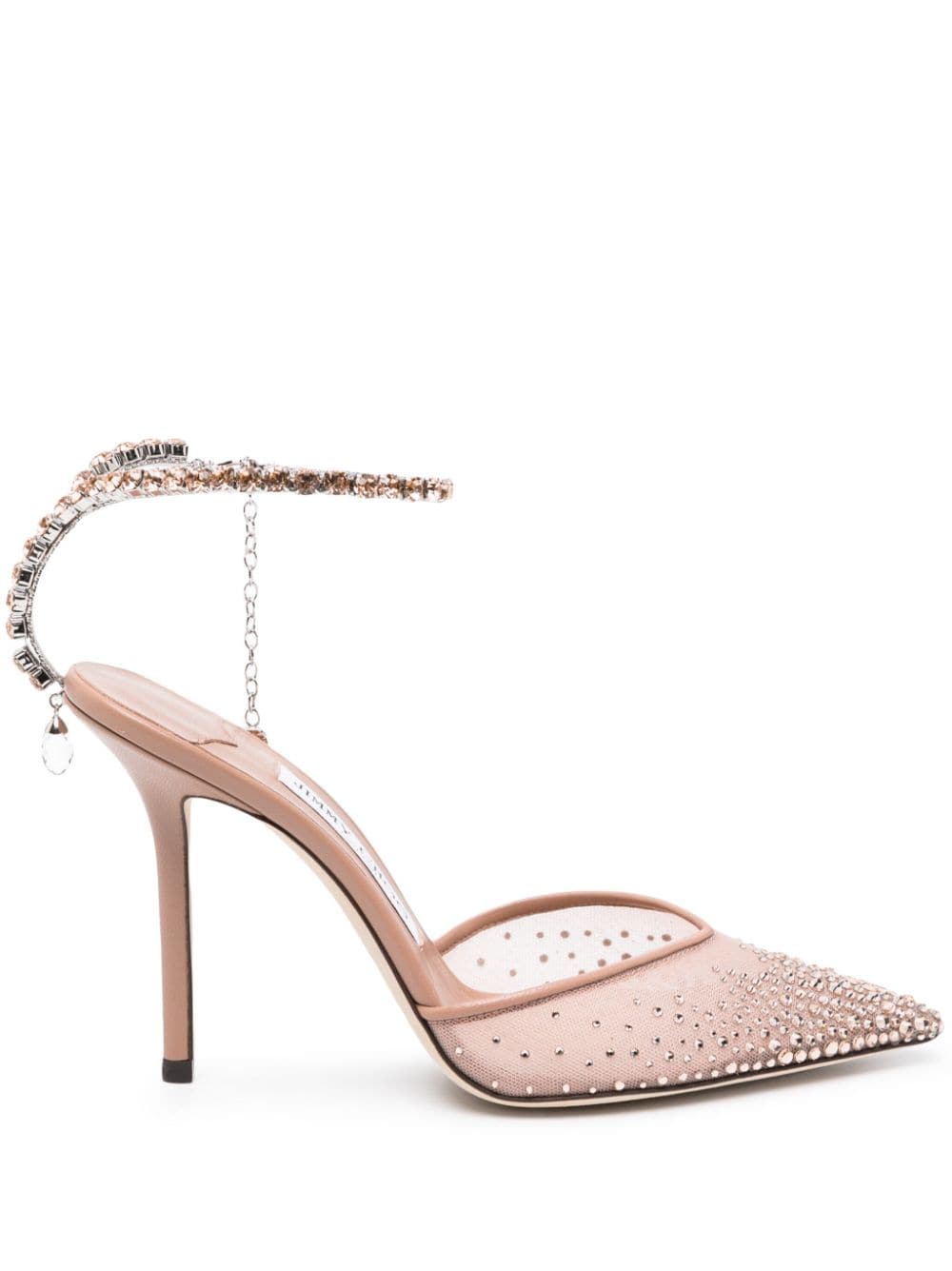 JIMMY CHOO Powder Blush Pink Crystal Embellished Leather Pumps for Women