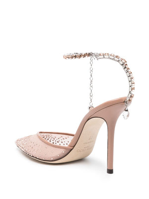 JIMMY CHOO Powder Blush Pink Crystal Embellished Leather Pumps for Women