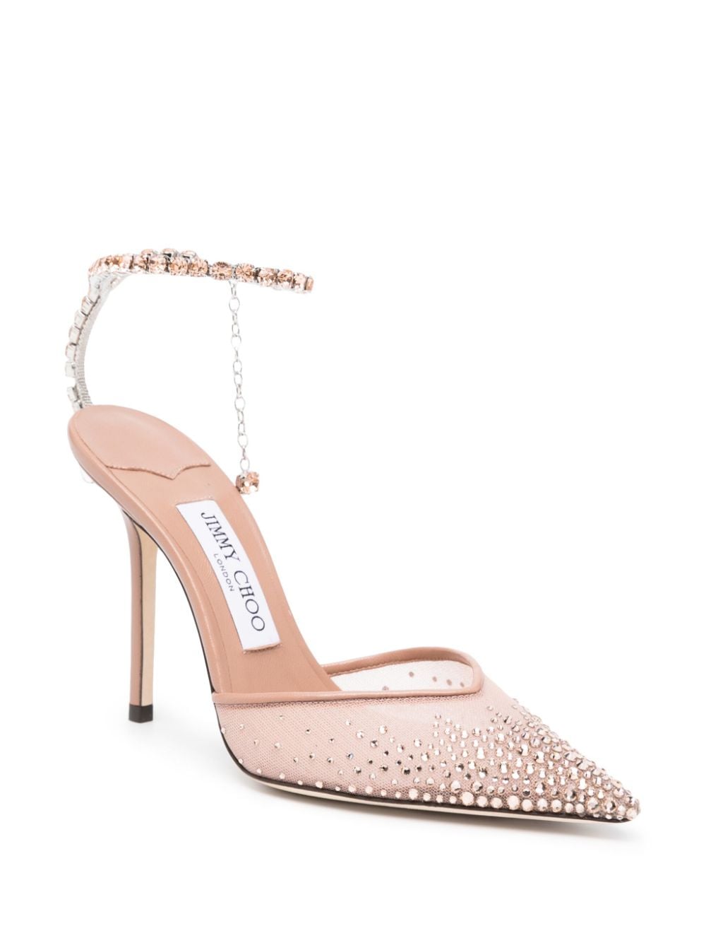 JIMMY CHOO Powder Blush Pink Crystal Embellished Leather Pumps for Women