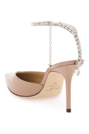 JIMMY CHOO Elegant Patent Pumps with Crystal Ankle Strap