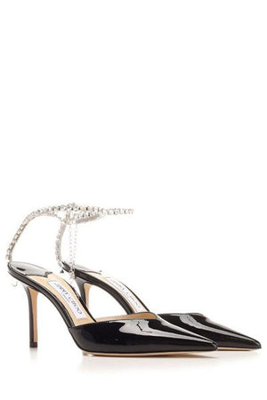 JIMMY CHOO Elegant Patent Pumps with Crystal Ankle Strap