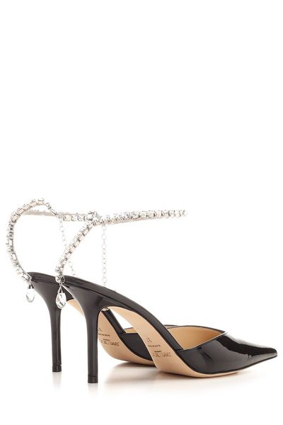 JIMMY CHOO Elegant Patent Pumps with Crystal Ankle Strap