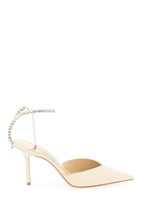 JIMMY CHOO Elegant Patent Pumps with Crystal Ankle Strap