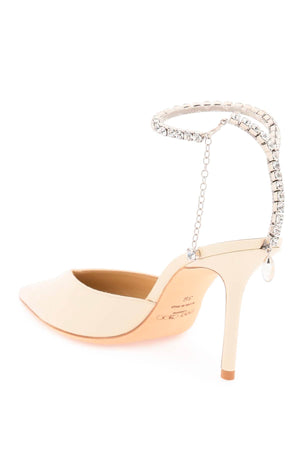 JIMMY CHOO Elegant Patent Pumps with Crystal Ankle Strap