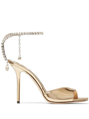 SS23 夏季流行潮鞋 – 水晶飾鑲金屬涼鞋