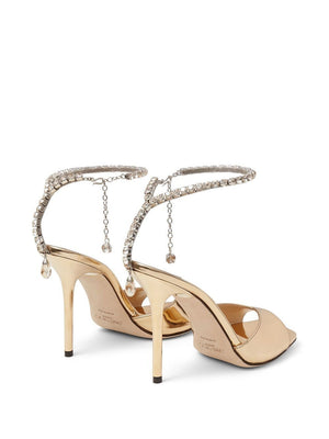 JIMMY CHOO Crystal Embellished Metallic Sandals for Women