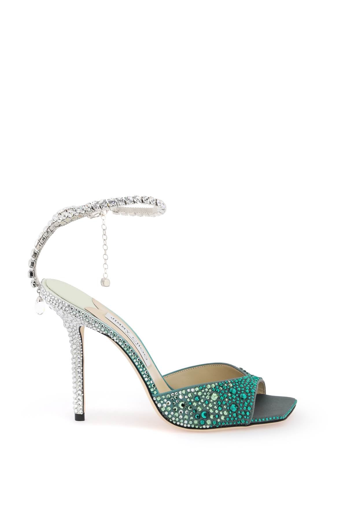 JIMMY CHOO Stunning Ankle Strap Sandals for Women with Handcrafted Crystals in Mixed Shades