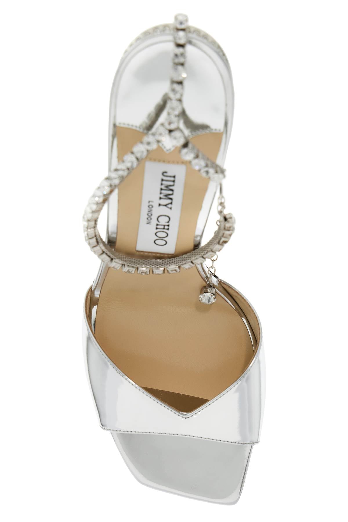 JIMMY CHOO Saeda 85 Metallic Leather Sandals