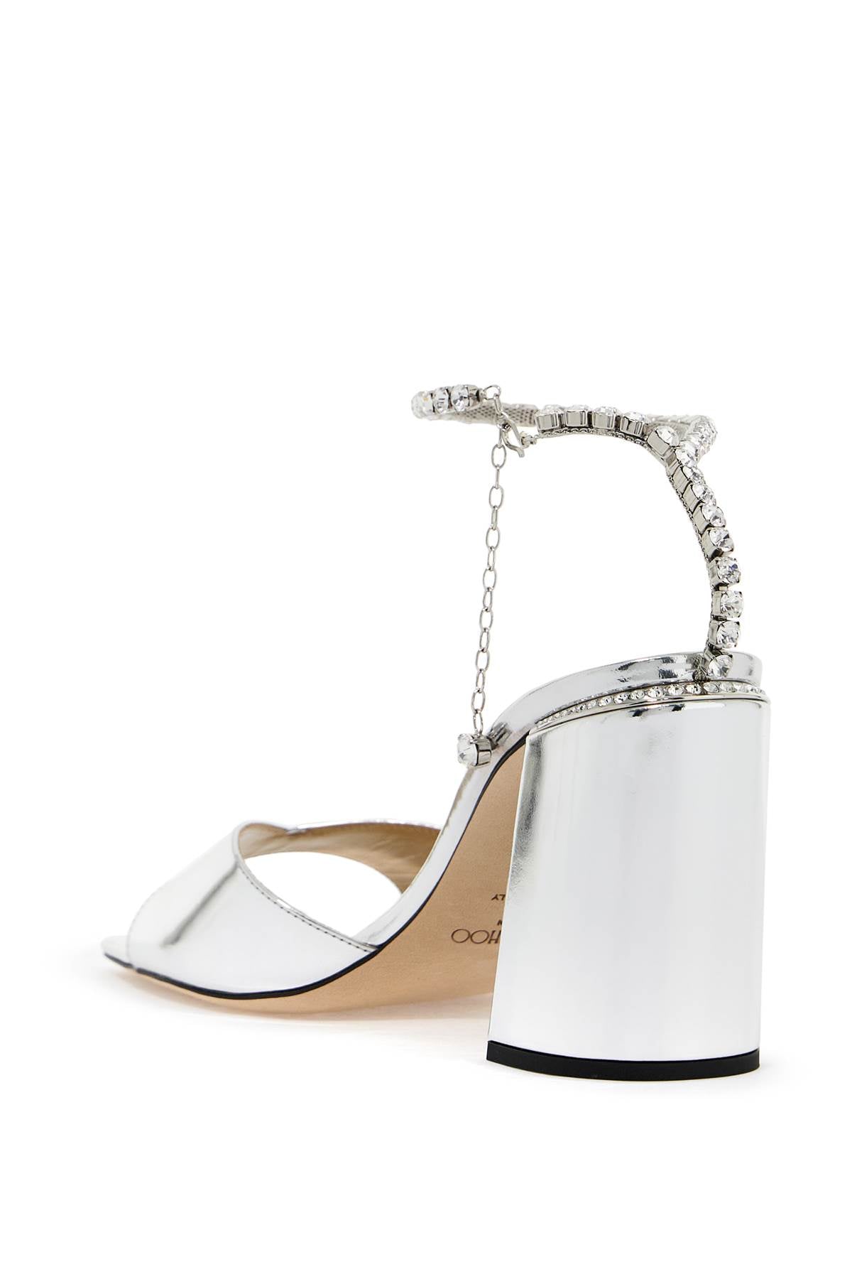 JIMMY CHOO Saeda 85 Metallic Leather Sandals