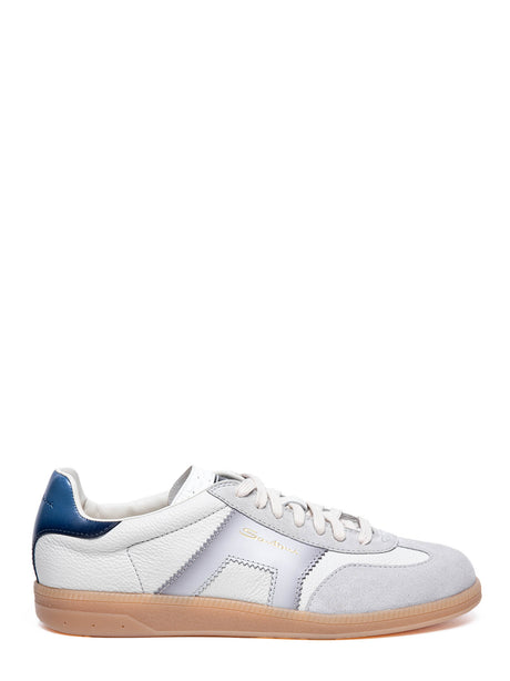 SANTONI Men's Leather and Suede Sneakers - Spring Summer 25