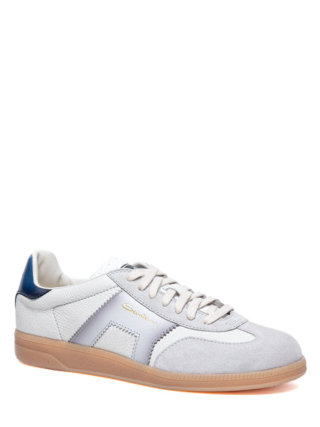 SANTONI Men's Leather and Suede Sneakers - Spring Summer 25