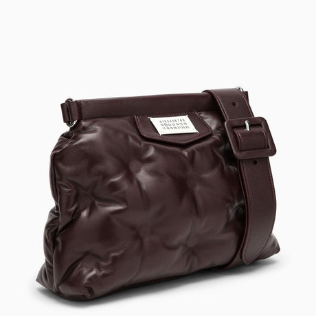 Burgundy Quilted Leather Shoulder Bag for Women