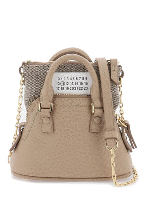 MAISON MARGIELA Mini Grained Leather Handbag with Iconic Logo Print Stitching