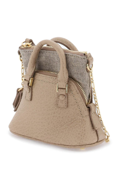 MAISON MARGIELA Mini Grained Leather Handbag with Iconic Logo Print Stitching