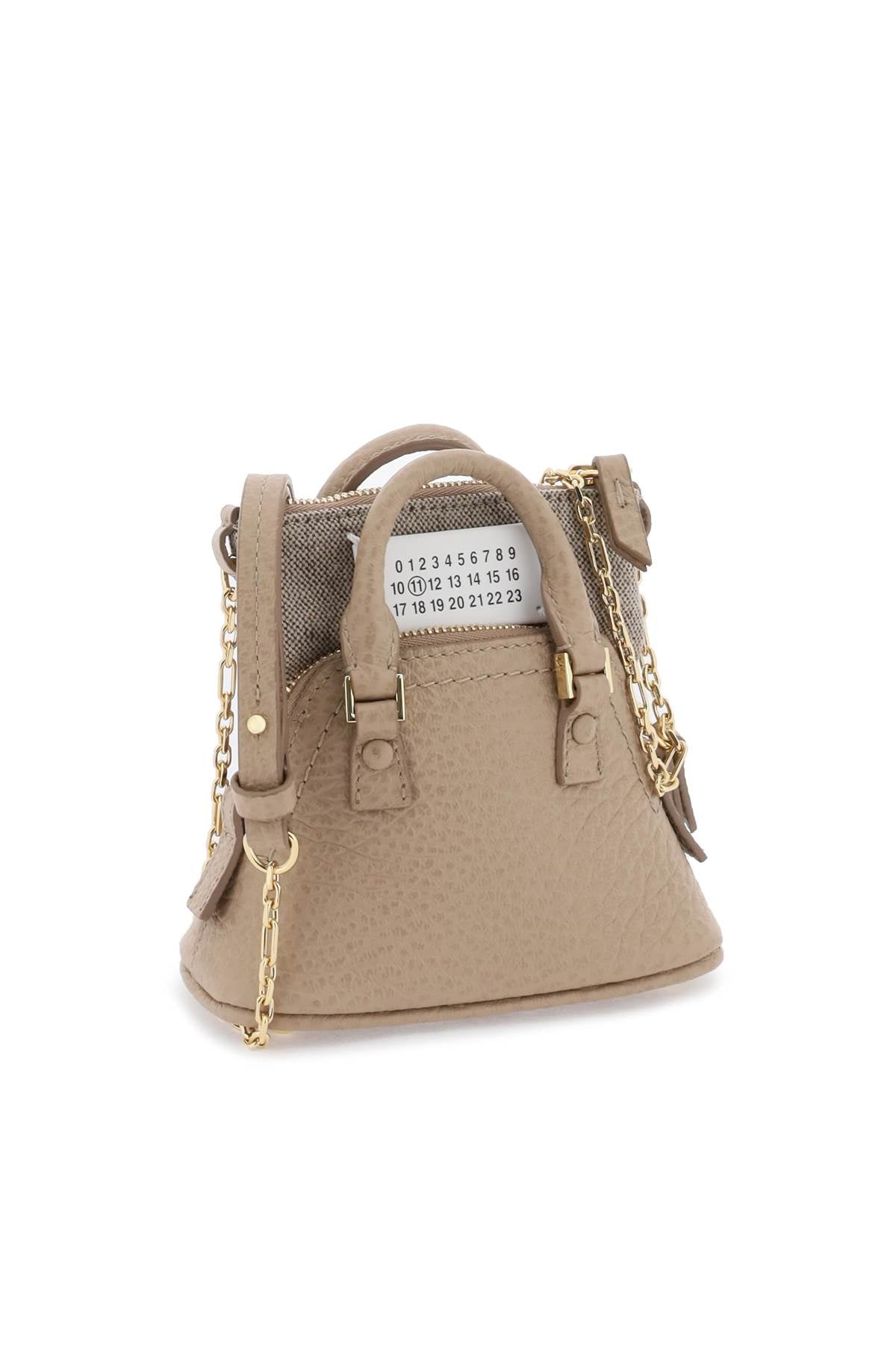 MAISON MARGIELA Mini Grained Leather Handbag with Iconic Logo Print Stitching