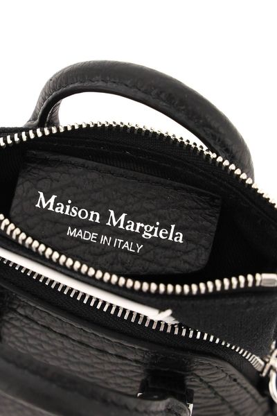 MAISON MARGIELA Mini Grained Leather Handbag with Iconic Logo Print Stitching