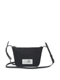 MM6 MAISON MARGIELA Chic Black Handbag with Logo Patch and Adjustable Strap