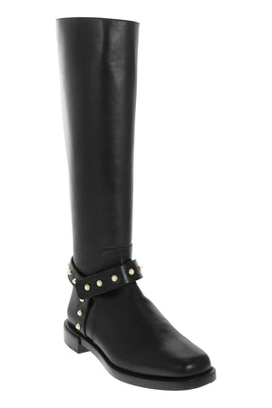 STUART WEITZMAN Black Pearl Moto Biker Boots for Women FW22