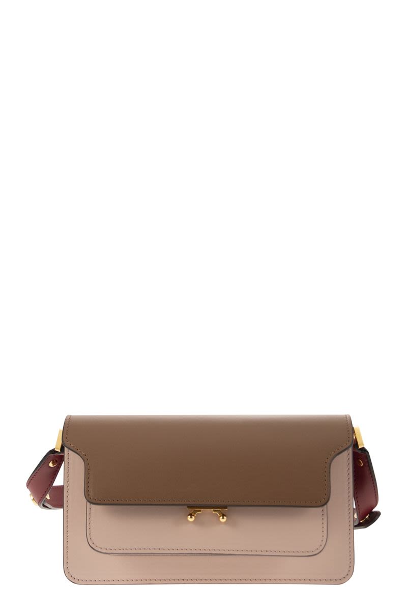 Rectangular Leather Trunk - Stone/Green/Brown Women's Shoulder Bag