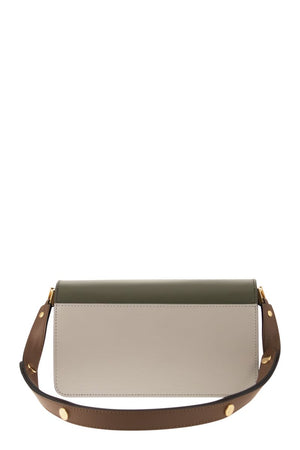 Rectangular Leather Trunk - Stone/Green/Brown Women's Shoulder Bag