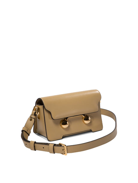 MARNI Trunkaroo Mini Leather Shoulder Bag in Beige