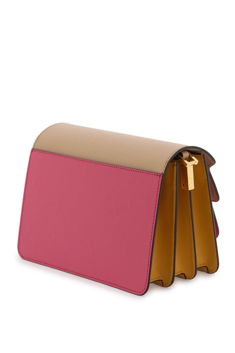 Tricolor Saffiano Leather Medium Trunk Handbag