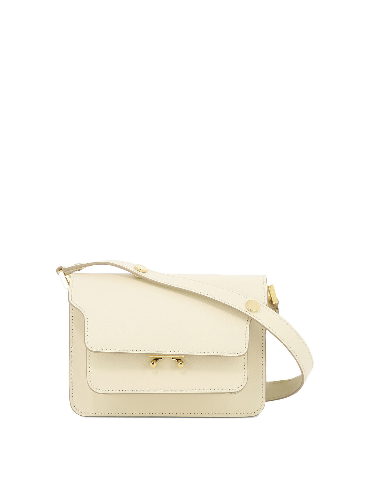 MARNI Tan Mini Leather Shoulder Bag with Adjustable Strap and Clasp Closure