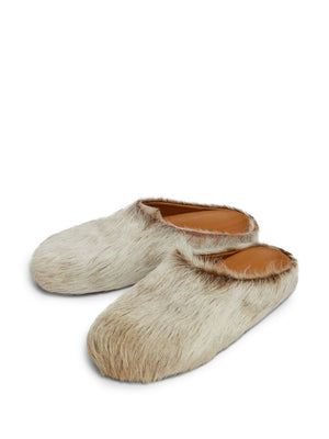 MARNI Furry Slip-On Leather Slippers for Men