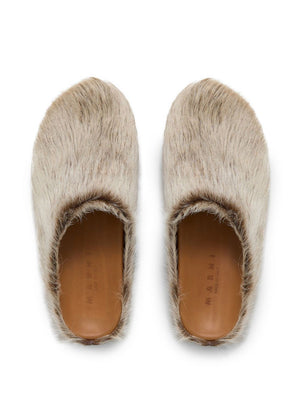 MARNI Furry Slip-On Leather Slippers for Men