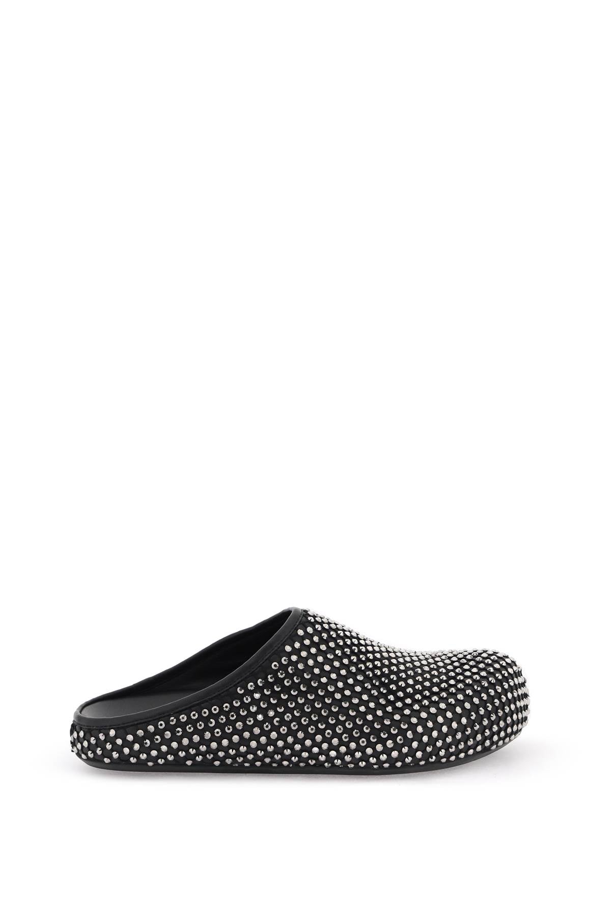 Black Rhinestone Mesh Fussbett Clogs for Women