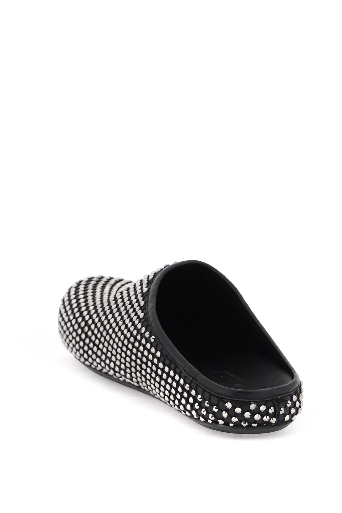 Black Rhinestone Mesh Fussbett Clogs for Women