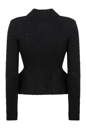 SELF-PORTRAIT Textured Knit Peplum Jacket - XS