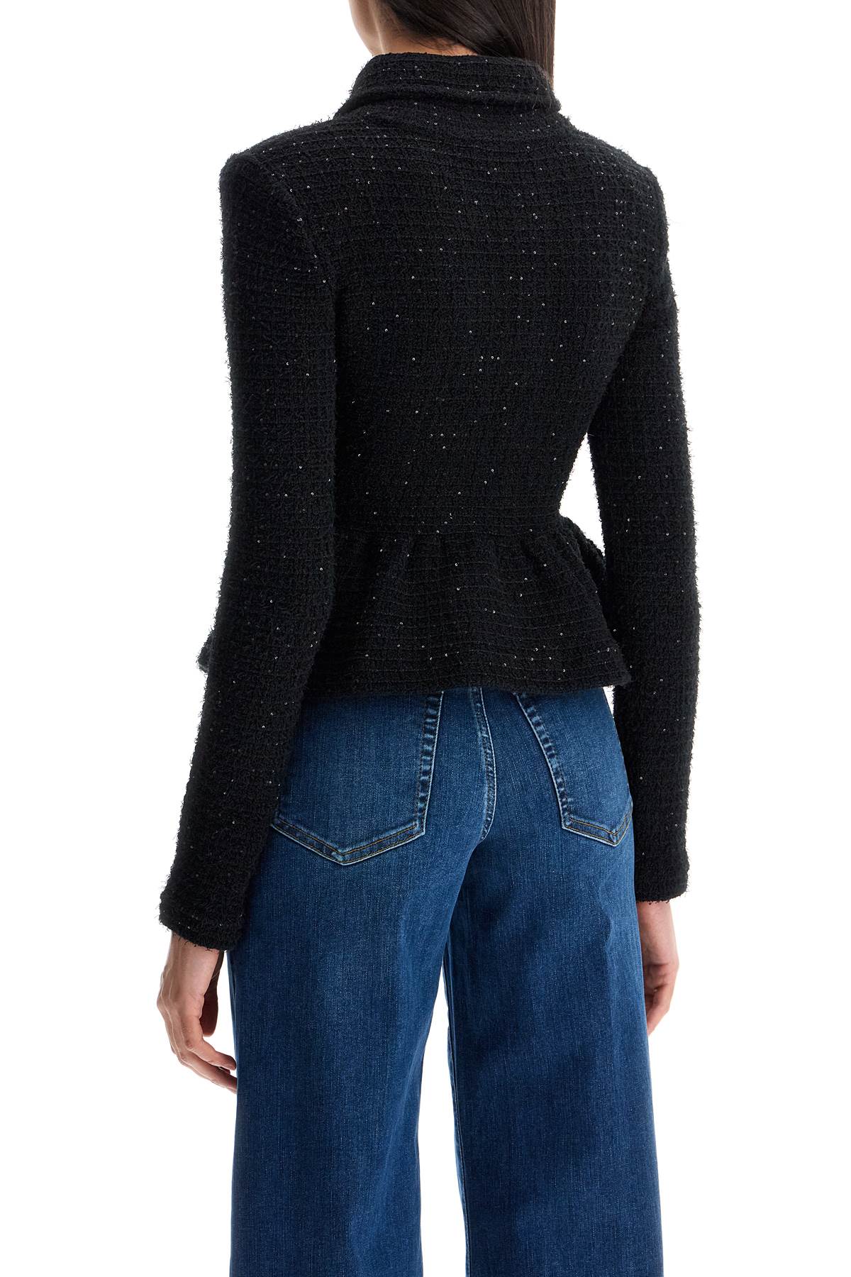 SELF-PORTRAIT Textured Knit Peplum Jacket - XS