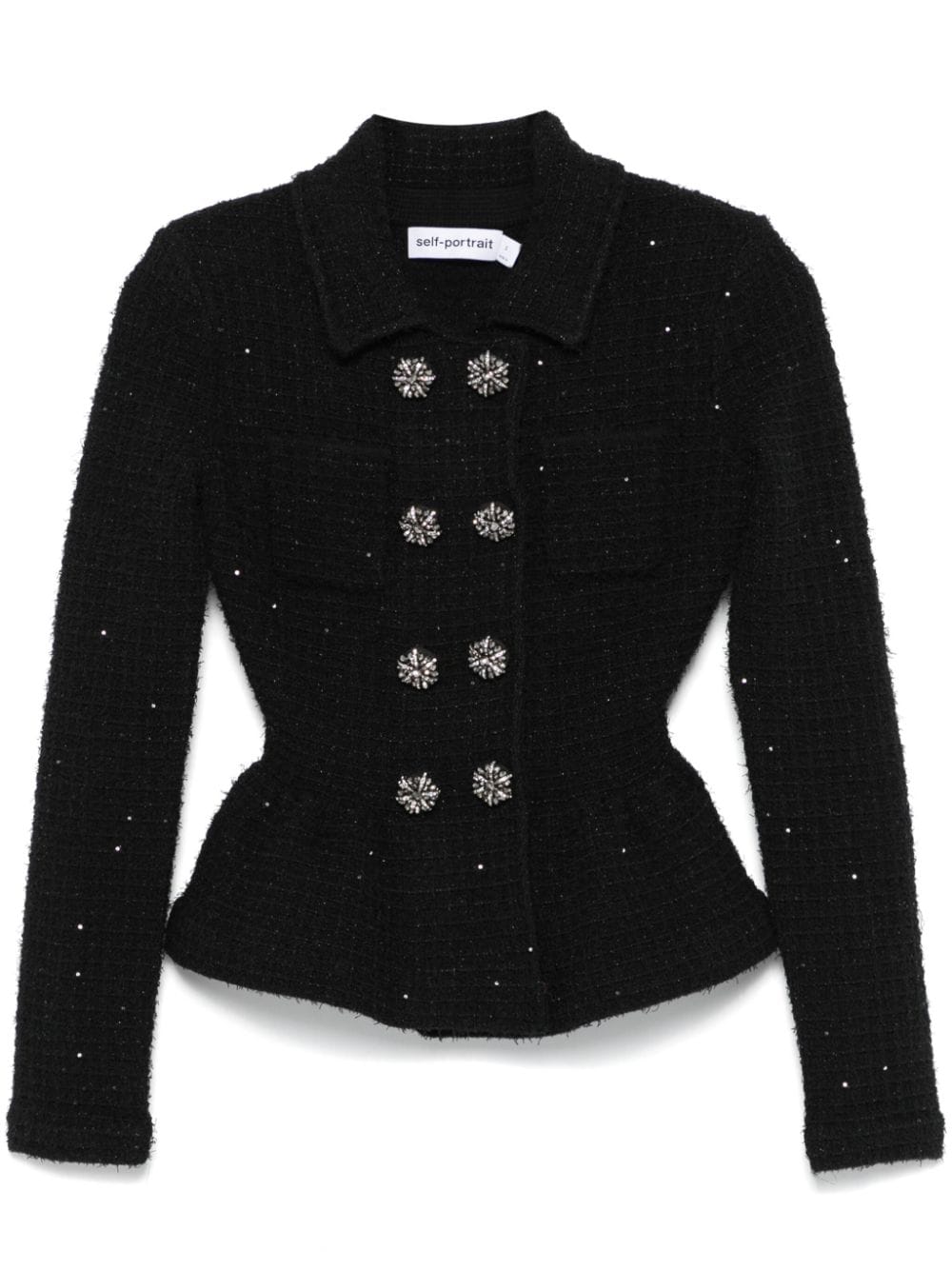 SELF-PORTRAIT Women's Tweed Peplum Hem Double-Breasted Jacket